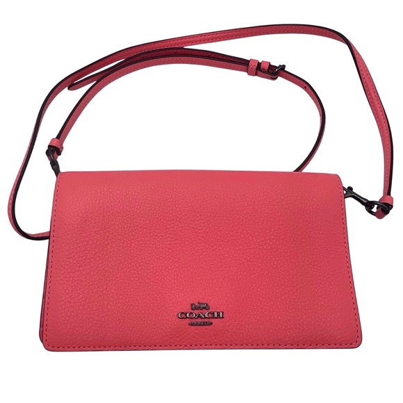 Coach Handbags - Coach Pink Leather Crossbody Shoulder Bag Chain Strap Flap Closure Zip Pocket